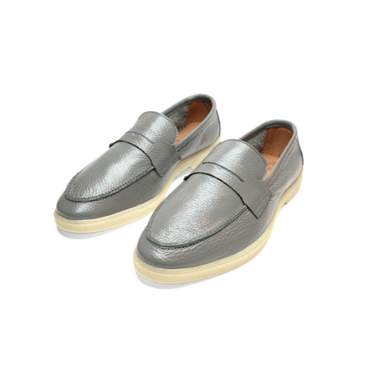New Arrival!! Wrinkle Free Genuine Leather Loafers (Grey)-7