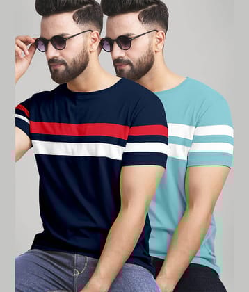 AUSK Pack of 2 Cotton Blend Regular Fit Men's T-Shirt ( Blue )