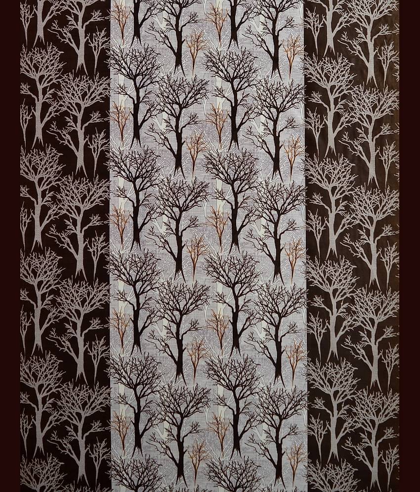 N2C Home Nature Semi-Transparent Eyelet Curtain 7 ft ( Pack of 2 ) - Brown
