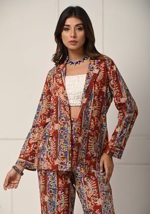 Crimson Kalamkari co-ord set-XL