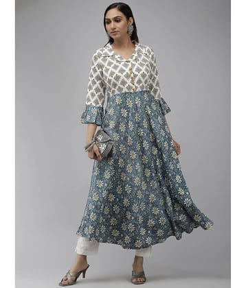 Yash Gallery Rayon Printed Anarkali Women's Kurti - Multicolor ( Pack of 1 )