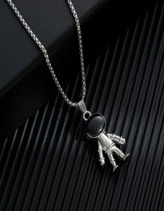 Astro Moon Pendant-With Box Chain / Silver