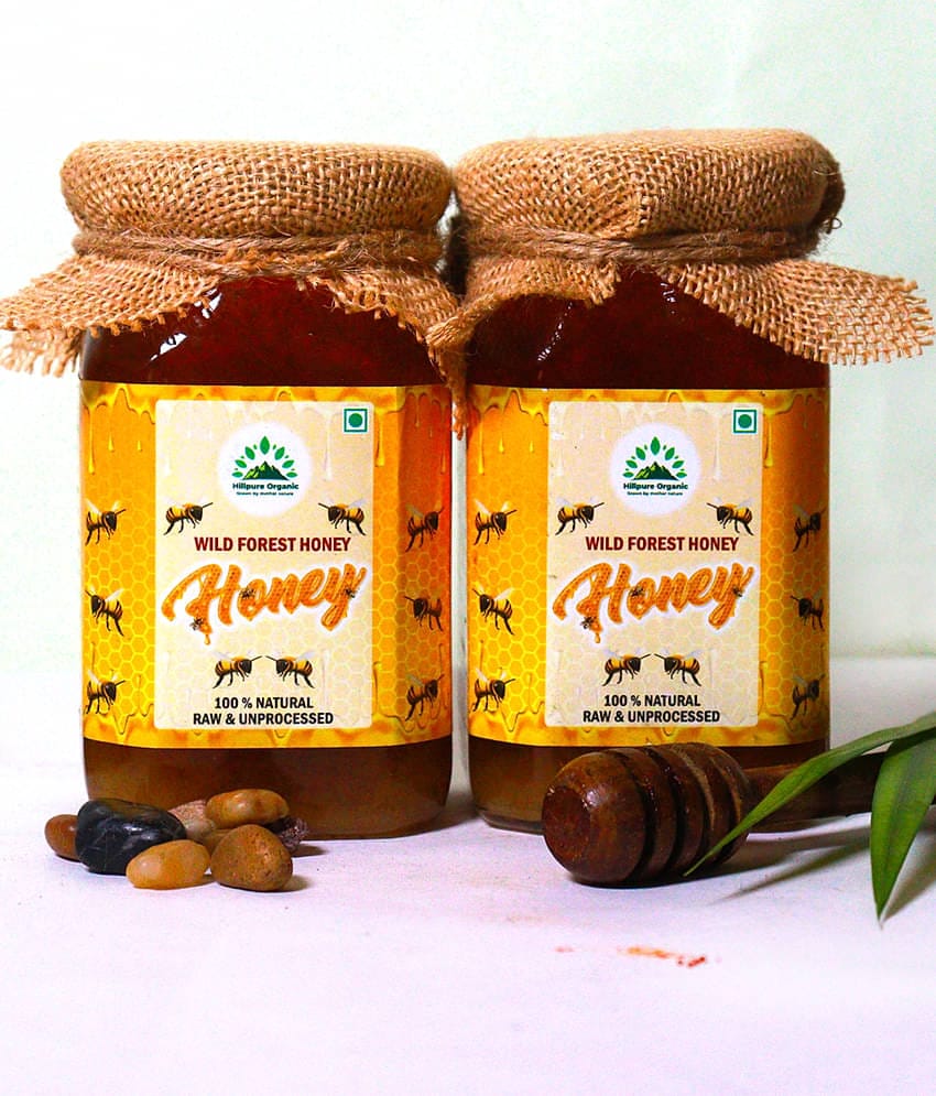 Hillpure Organic Multifloral Honey Wild Forest Honey 1 kg Pack of 2
