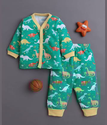 BUMZEE Pack of 1 Baby Boys 100% Cotton Nightsuit ( Green )