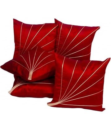 JDXONLINESALE Set of 5 Polyester Diagonal Striped Square Cushion Cover (40X40)cm - Red