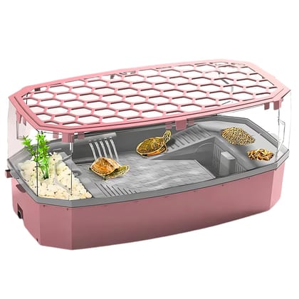Turtle Tank Includes Accessories with Pump & Water Filter-Medium / pink