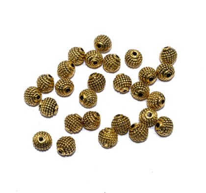 German Silver Metal Oxidize Golden Beads for Jewelry Making. , NGB-027-Per Packet of Approx 35 Pcs (50 Gram) / 8 MM