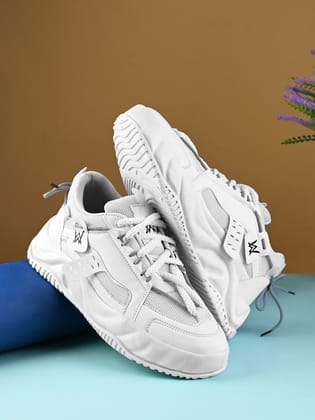 Woakers White synthetic leather Lace up Causal ShoesforMen - UK9