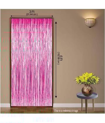 ZYOZI Party Decoration Foil Fringe Curtains 2 PCS 3ft x 6ft Metallic Tinsel Photo Booth Backdrop for Wedding Birthday Bachelorette Christmas Party Decorations(Pink)