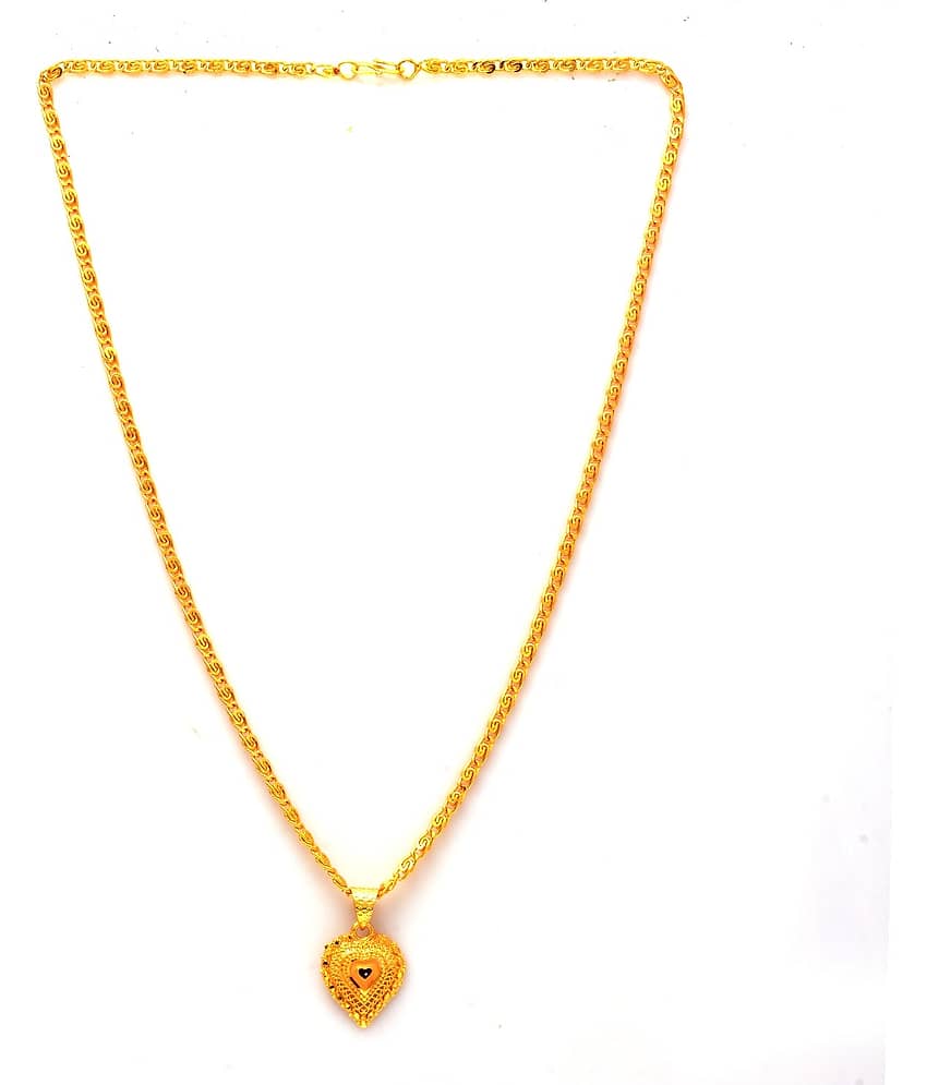 Jewar Mandi New Design Gold Plated Locket/Pendant with Link Chain Daily use for Men, Women & Girls, Boys