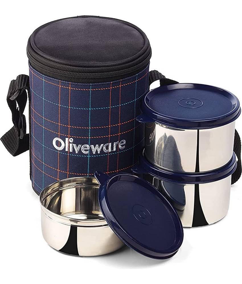 Oliveware Absolute Stainless Steel Lunch Box 3 Container (Pack of 1)