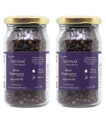 Tassyam - 200 gm Kali Mirch (Peppercorns) (Pack of 2)