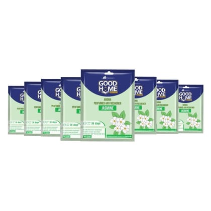 Good Home Aroma Perfumed Air Freshener Jasmine Fragrance | For Bathroom, Car & Wardrobe | Lasts Up to 30 days | Pack of 8 (80g)