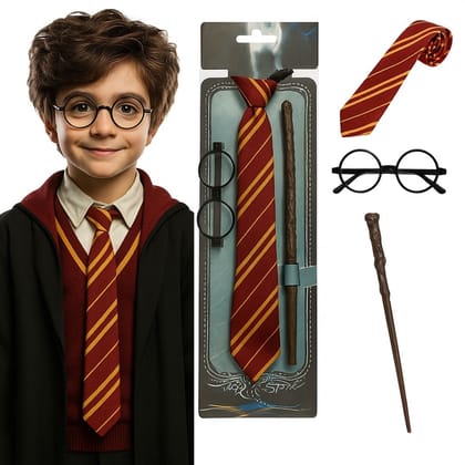 Harry Potter Wand, Tie & Eye Glasses Set - 3PC