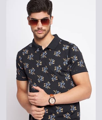 MXN Pack of 1 Cotton Regular Fit Printed Half Sleeves Men's Polo T Shirt ( Black )