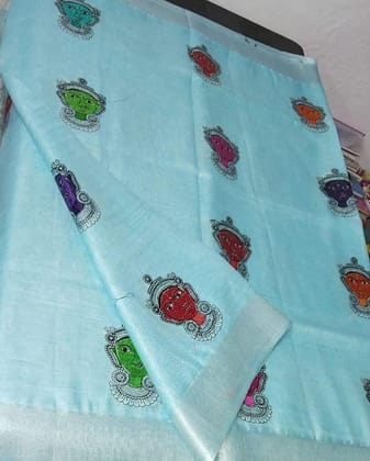 LINEN DIGITAL PRINTED SAREE 1409