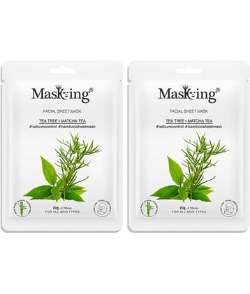 Masking Tea Tree & Matcha Tea Bamboo Face Sheet Mask 100 ml Pack of 5