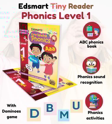 Edsmart English phonics book and game for kids, phonics reader level 1 for 3 years beginners , phonics workbook , phonetic book, Learning Letter ... includes dominoes game to add fun in learning [Paperback] [Jan 01, 2020] Edsmart Edu Services Pvt Ltd