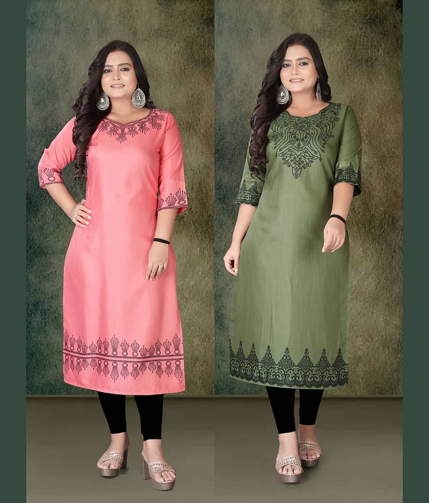 Hetsa Women Rayon Printed A-line Kurti ( Multicolor )