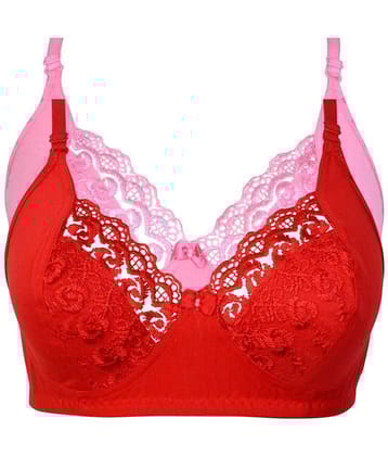 Kiran Enterprises Pack of 2 Cotton Women's Minimizer Bra ( Red )
