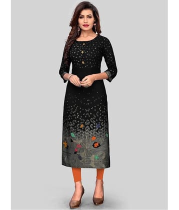 Vbuyz - Black Rayon Women's Straight Kurti ( Pack of 1 )