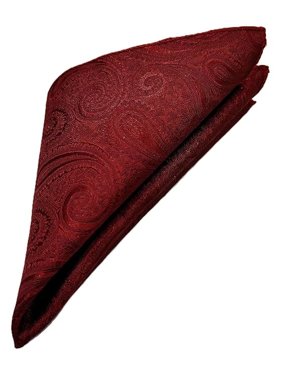 VOICI France Men's Pocket Square Satin Microfiber Silver Grey Color Free Size - Wine