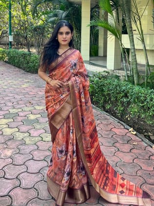 Digital Print Dola Silk Saree