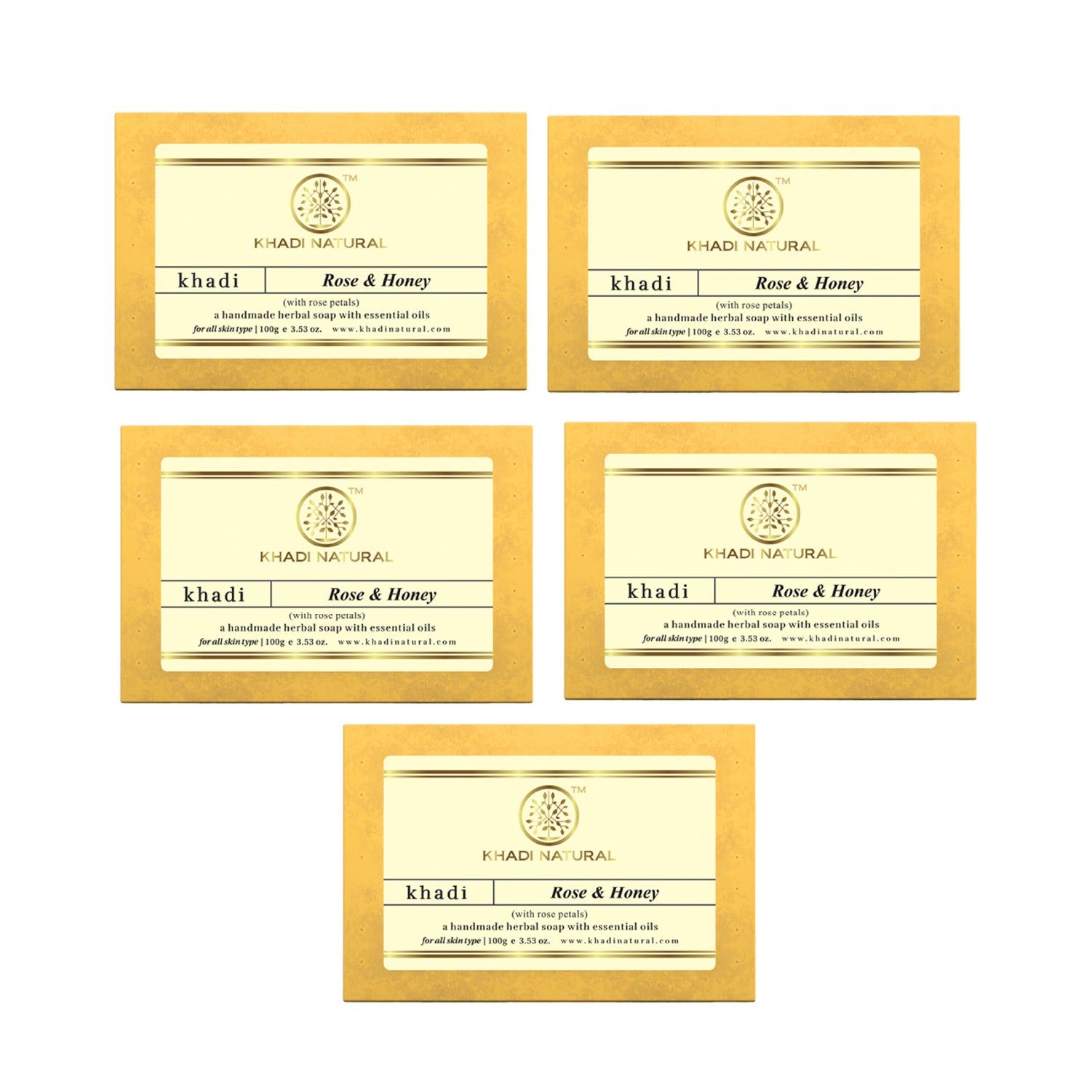 Khadi Natural Rose & Honey With Rose Petals Soap Combo Pack Of 5 – 100gm Each