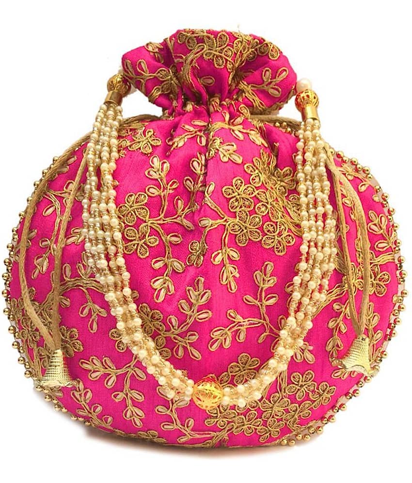 Bulbul Pink Silk Potli