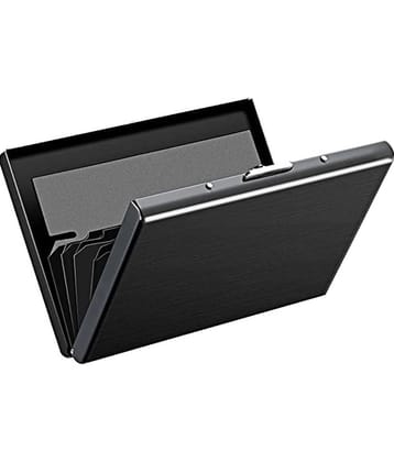 QItmirMKT RFID Credit 6 Slot Card Holder for Men & Women Stainless Steel Wallet Metallic Solid Men's RFID Wallet With 6 Slots For Card ( Black , Pack of 1 )