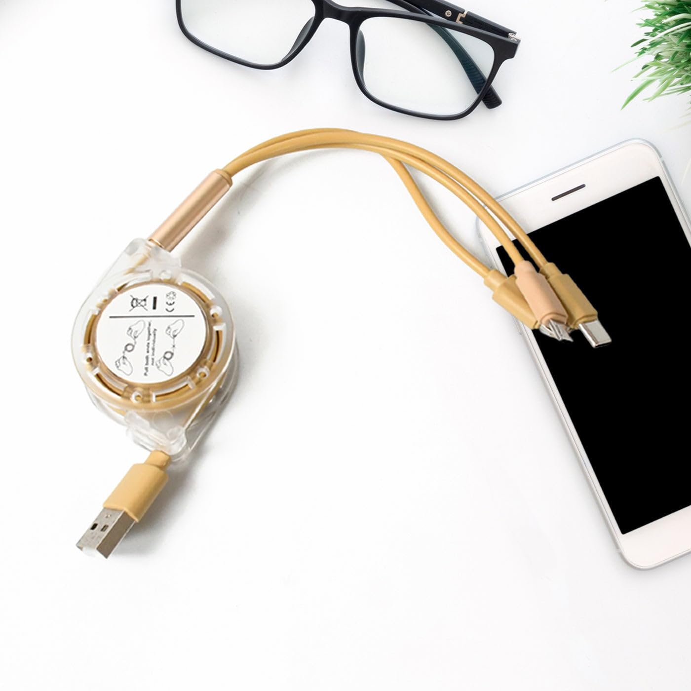 DHRUVINSRI Retractable 3 in 1 Multi Charging Cable, Compatible with Phone/Type C/Micro USB Android and Other Mobile Devices (1 Pc)