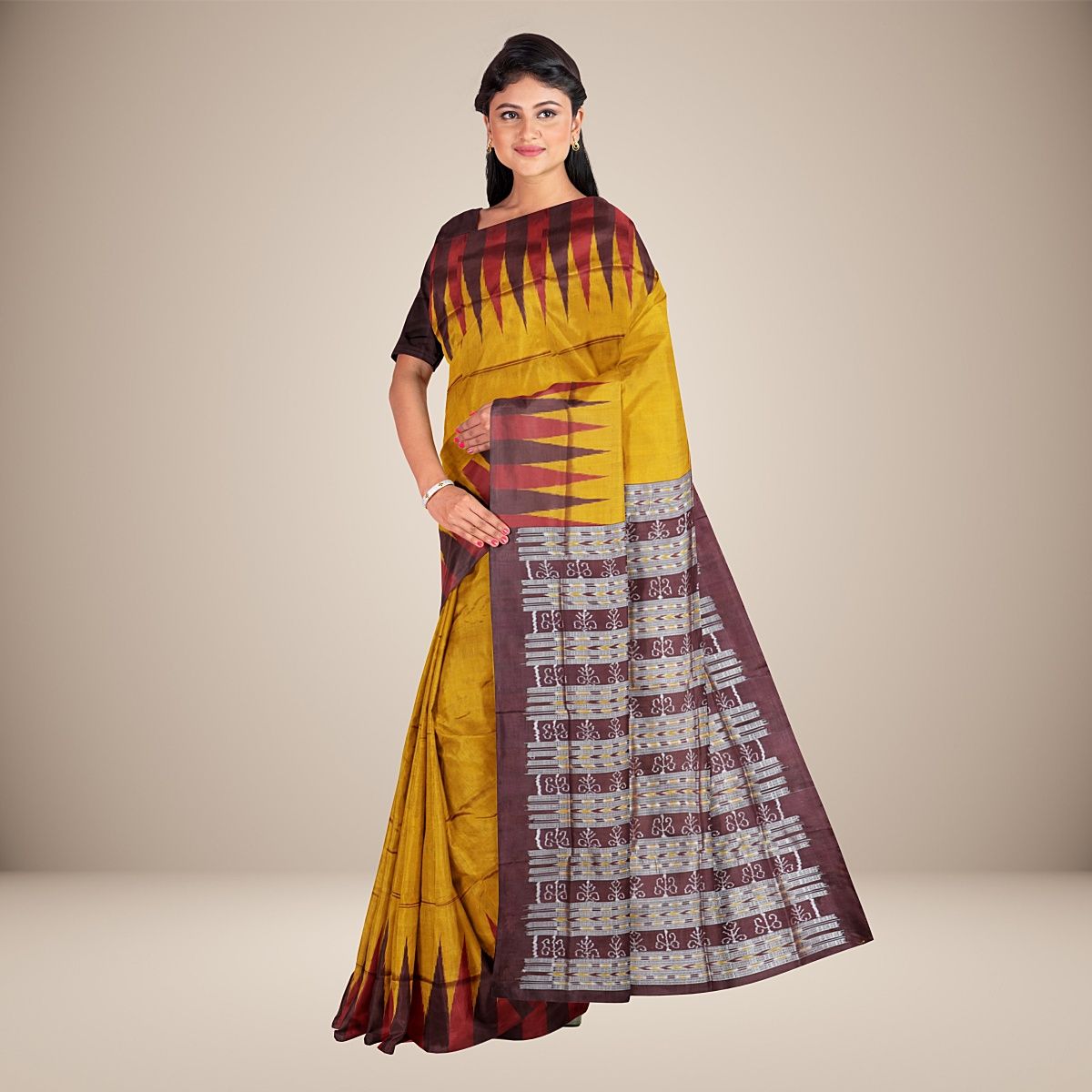 Temple Border Bomkai Silk Saree