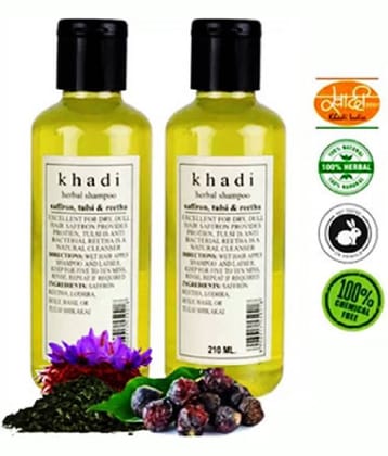 Khadi Herbal Saffron Tulsi & Reetha Shampoo 210 mL Pack of 2