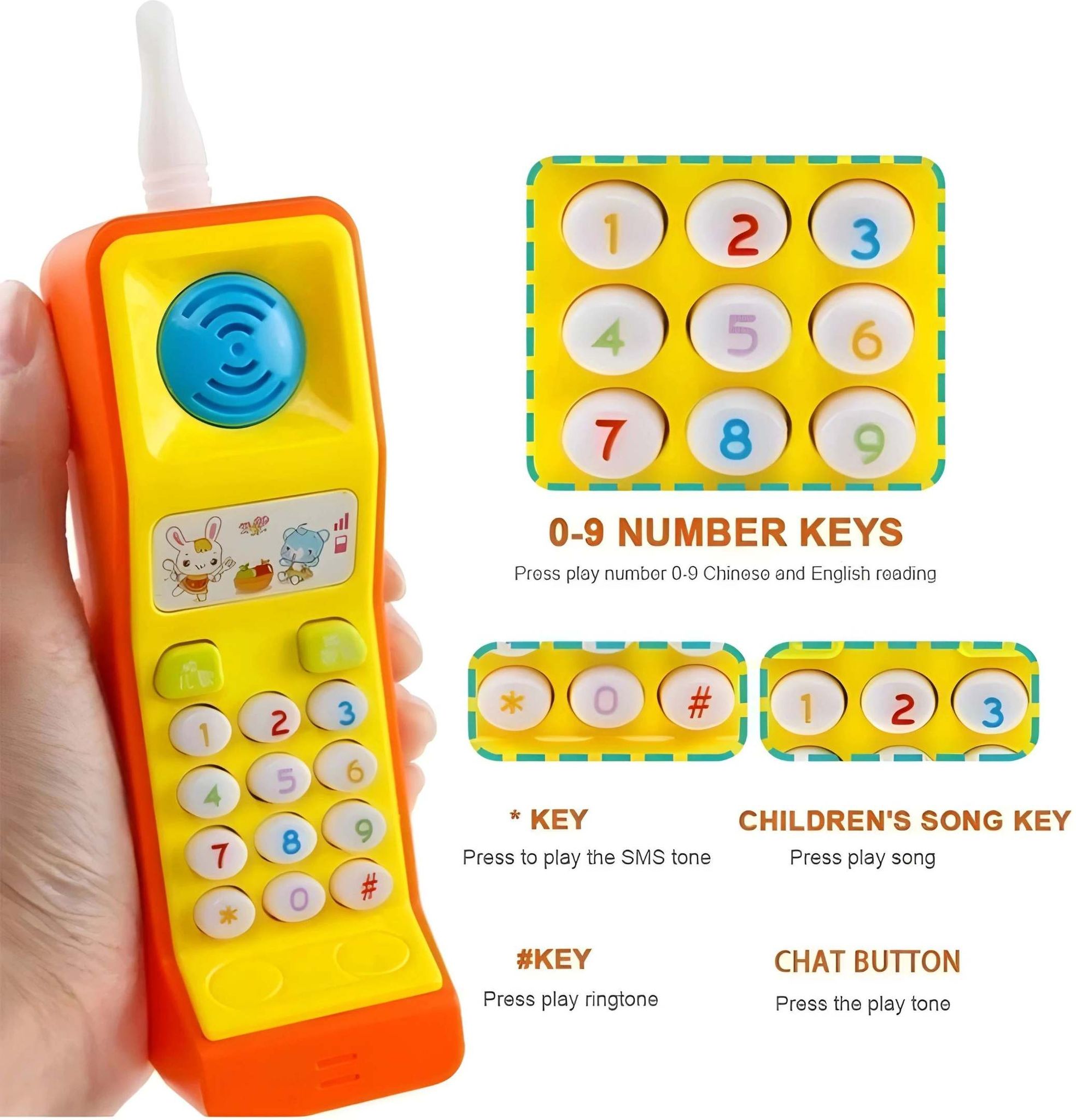 Zenex Store Baby Smiles Smart Phone Cordless Mobile Baby Funny Phone Toy Light Music Kids (Multicolor)