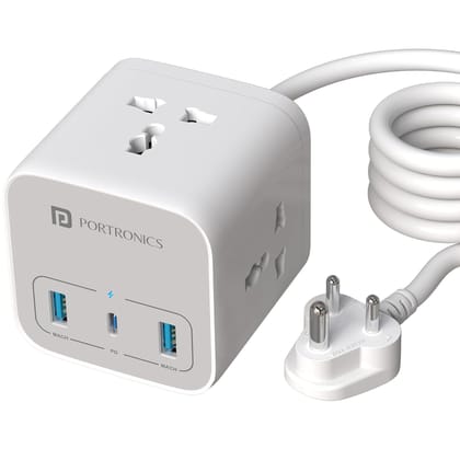 Portronics 20W Volt 20 High Speed Smart Desktop Charger with 3M Copper Cable (White)