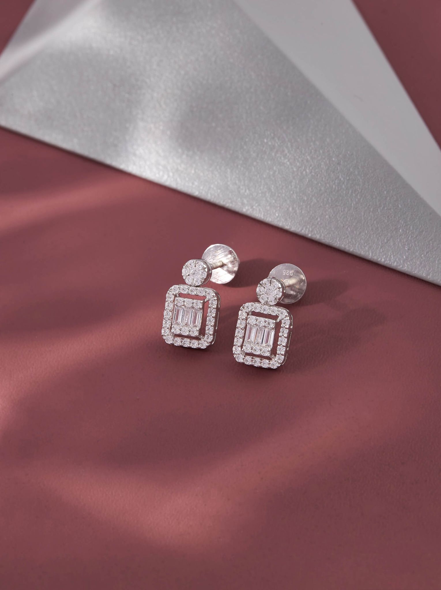 Grette Silver Drop Earrings | White Gold-White Gold