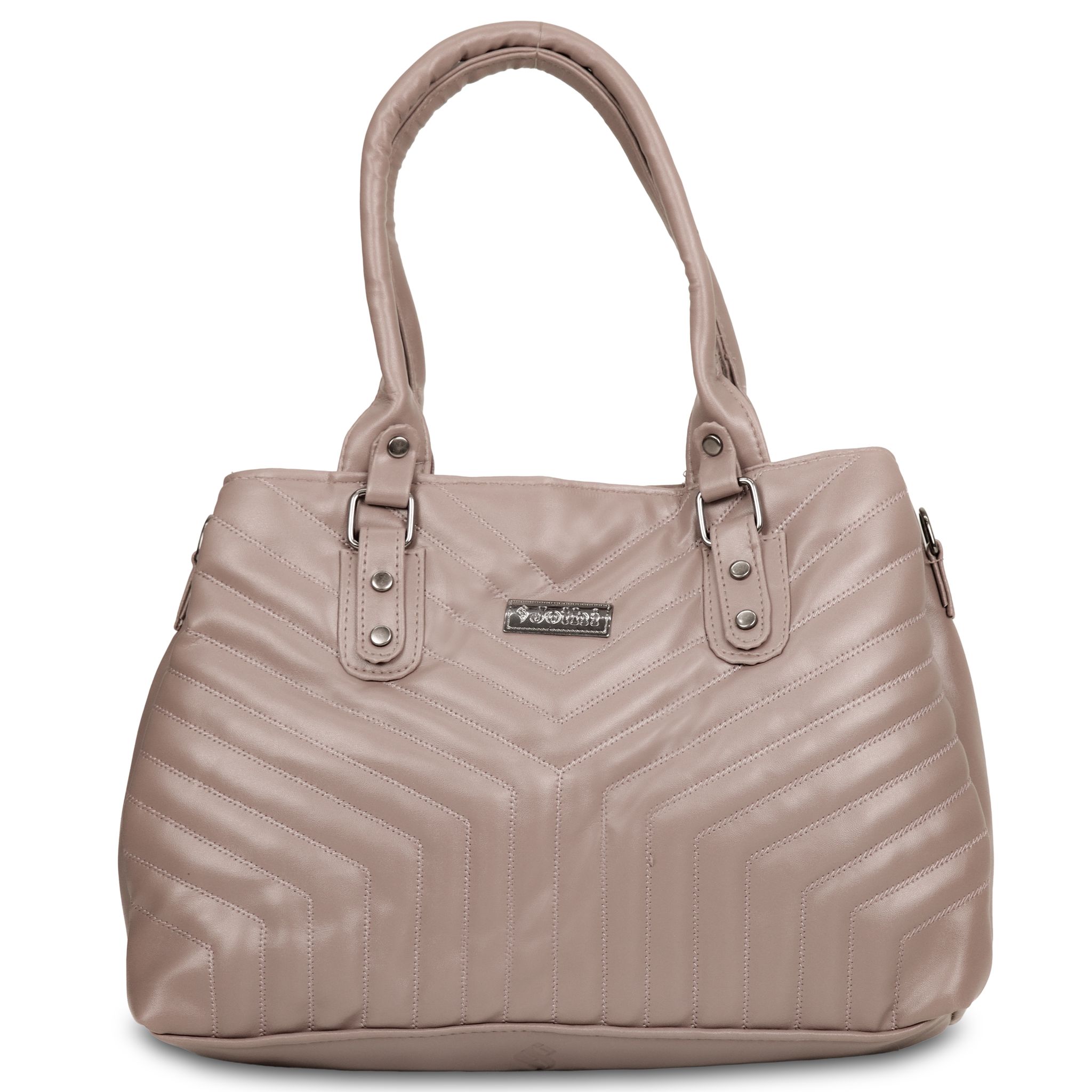 Jothi Arrowyn Premium Womens Handbag | 3-Compartment Quilted Synthetic Leather Tote | Semi-Gloss Finish | Water-Resistant | Soft Base | Taupe