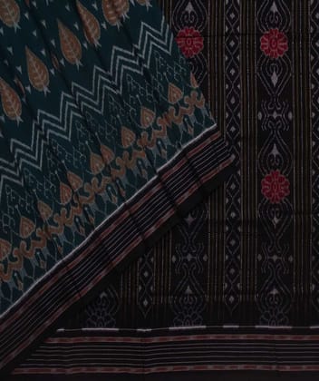 Green black handwoven sambalpuri cotton saree Green black handwoven sambalpuri cotton saree