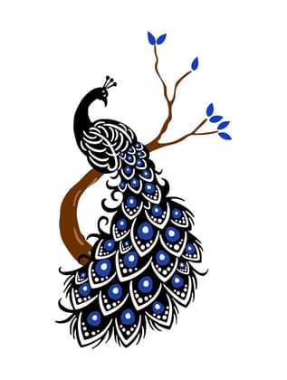 DreamKraft Beautiful Bird Peacock sit on Branch Wall Sticker (Multicolor PVC Vinyl 79 cm X 64 cm)