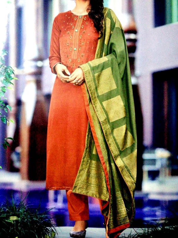 Embroidery Salwar Suit With Modal Silk Dupatta