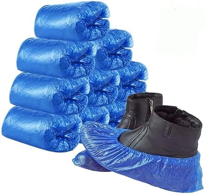 AABHA Pack 100 Disposable Shoe Boot Covers Waterproof Non Slip Shoes Protectors Covers, Hospital Grade,One Size Blue
