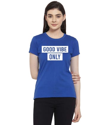 Women's Cotton Blend Good Vibe Only Printed T Shirt M (Blue)