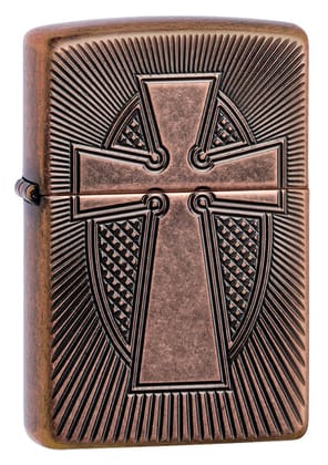Zippo Armor Deep Carve Cross Design Windproof Pocket Lighter