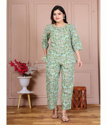 Nevisha Style Women Tunic With Trousers Co-Ord Set ( Lime Green )