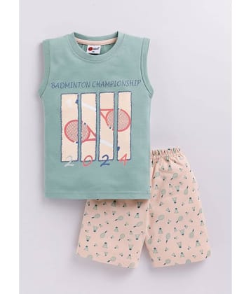 Mars Infiniti Pack of 1 Unisex for Baby Cotton T-Shirt & Shorts ( Green )