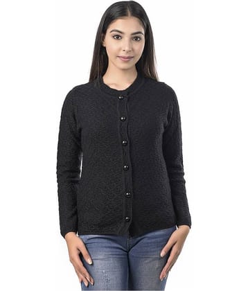 Varenyam Acrylic Black Buttoned Cardigans - Single
