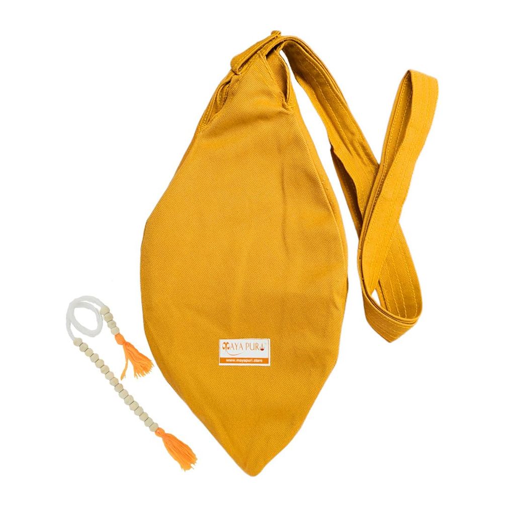 MAYAPURI Pure Cotton Japa Bag, Bead Bag, Gomukhi Japa Mala Bag or Cotton Chanting Bag with Zip Pocket and Sakshi Mala Counter (Mustard Yellow) - Pooja Needs | Buy online on ZillyBuy