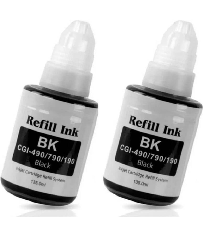 TEQUO 790 Ink For G3010 Black Pack of 2 Cartridge for GI-790 BLACK INK Printers G1000,G1010,G1100,G2000,G2002,G2010,G2012,G2100,G3000,G3010,G3012,G3100,
