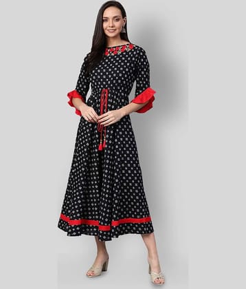Yash Gallery Women Cotton Printed Ethnic Dress ( Blue )