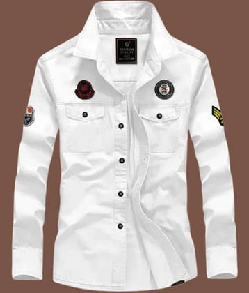 VENIZ WESTERN WEAR Cotton Blend Regular Fit Applique Full Sleeves Men's Casual Shirt - White ( Pack of 1 )